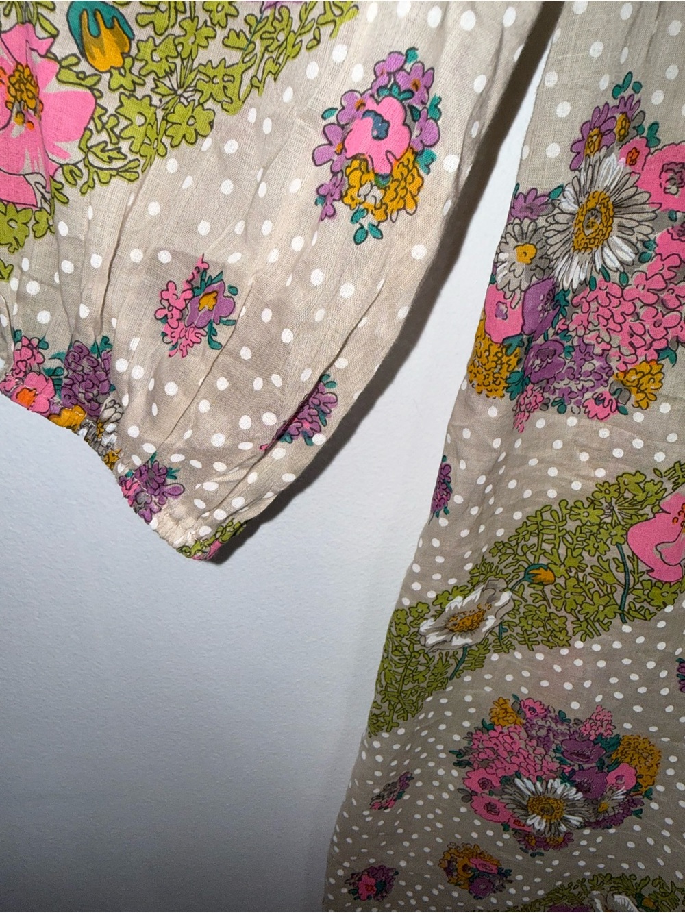 Antik Batik White Floral Midi Dress with Pink and Green Accents - Picture 5 of 10